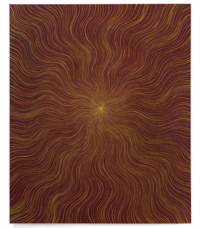 Untitled (Yellow Wavy Ray on Orange Red)