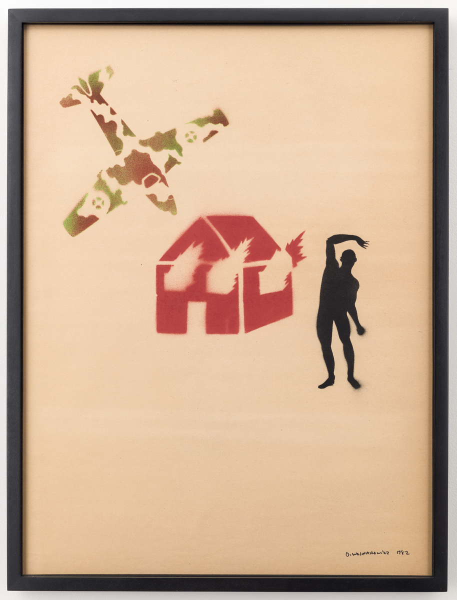 Untitled (Burning House with Camouflaged Plane and figure)