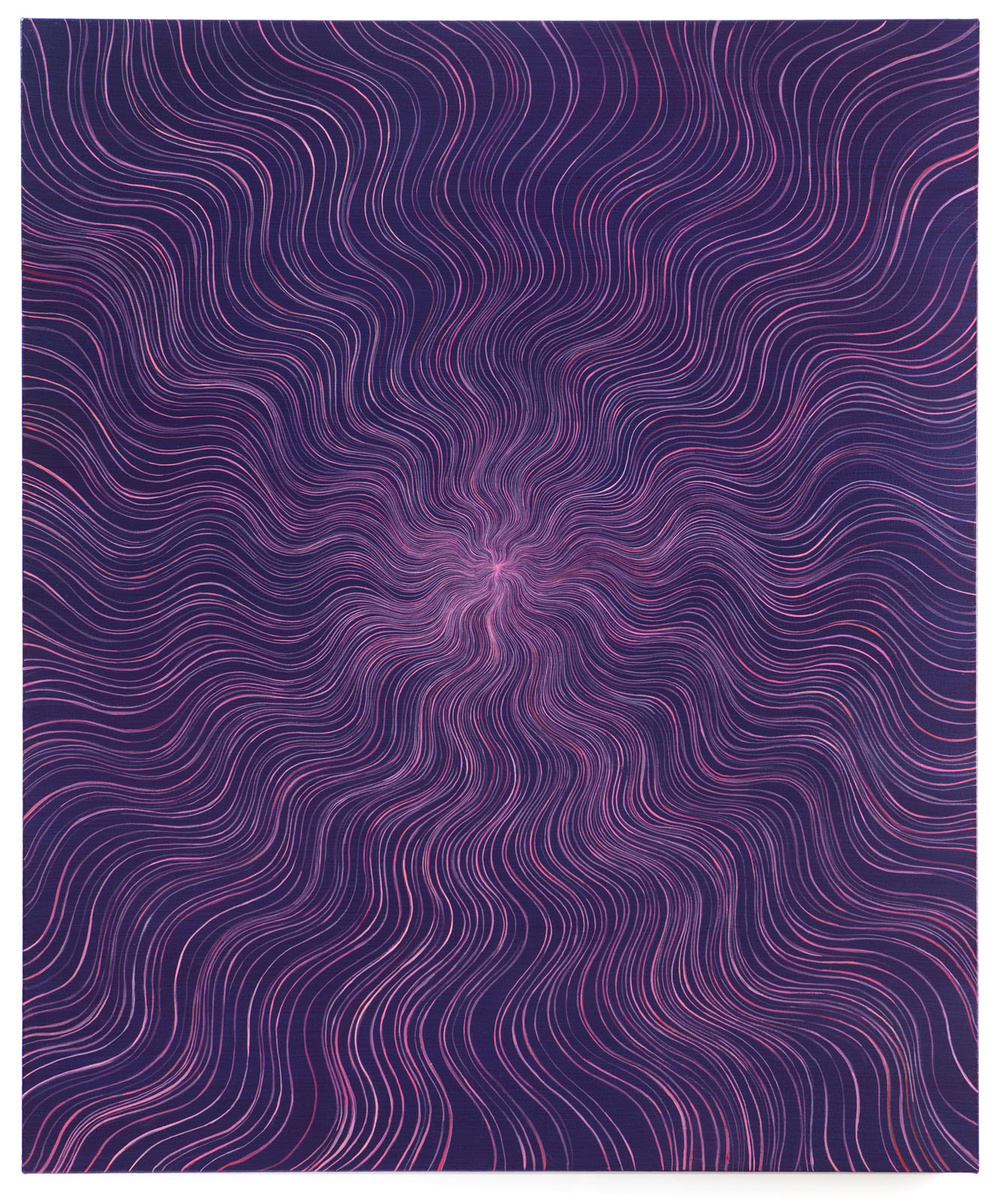 Untitled (Pink Wavy Ray on Purple)