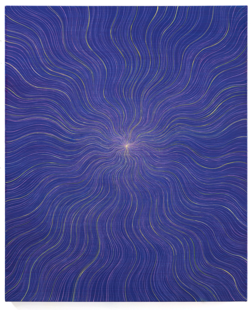 Untitled (Purple Wavy Ray on Blue)