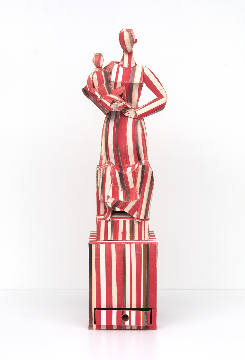 Red Stripe Madonna with Drawer